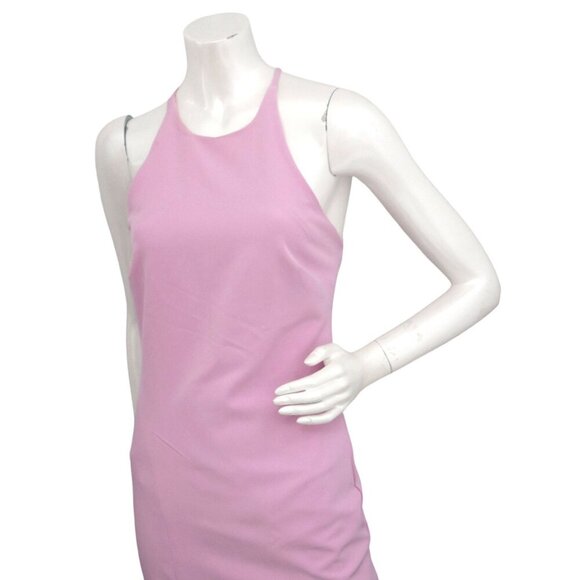 Bardot Vera Open Back Dress Midi High Neck Pink Strappy Slit Side Mose Pink Rose - Picture 5 of 9